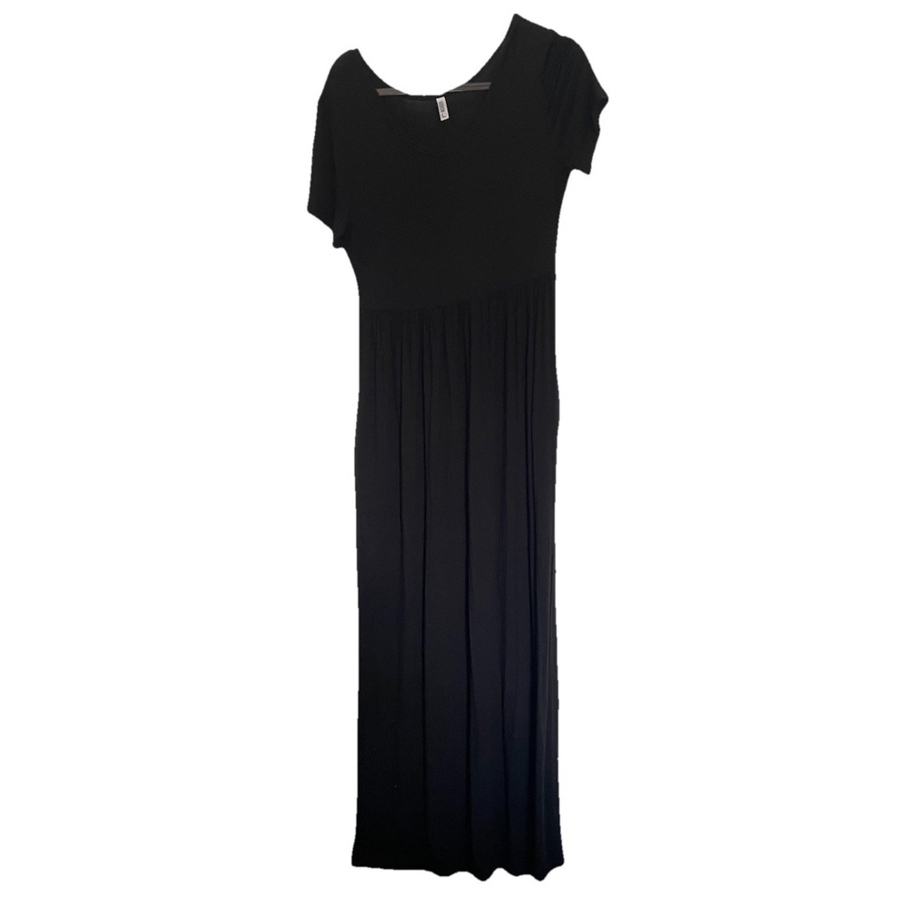 VIISHOW Womens Black Empire Waist Short Sleeve Maxi Dress with Pockets‎ Size L - Picture 3 of 7